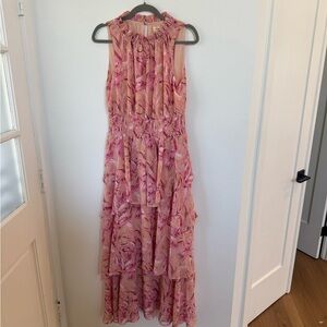 Elegant Pink Floral Women's Dress